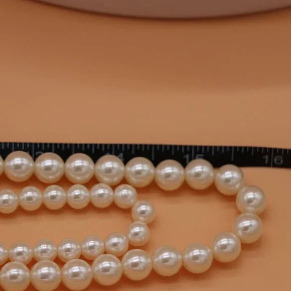 VCLM Faux Pearl Floral Rhinestones Fashion Necklace Double Strand 31" - Picture 6 of 7